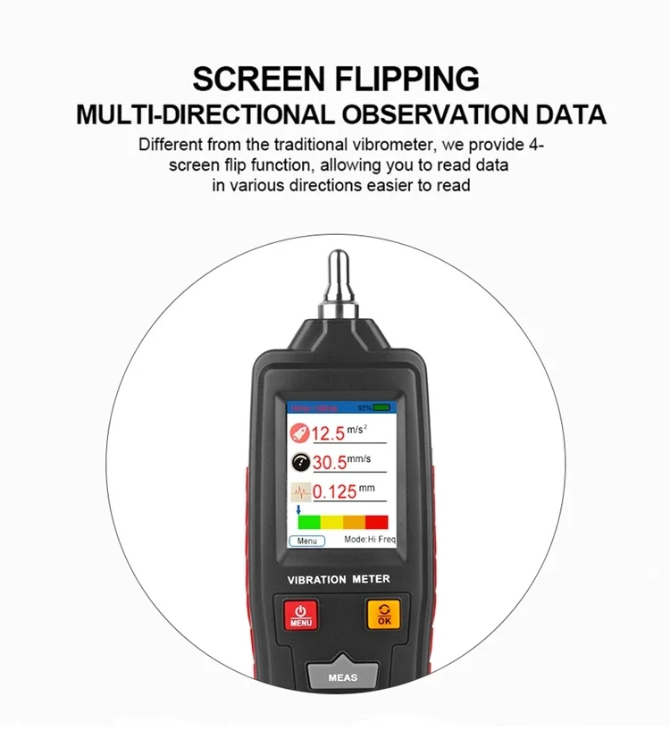 Механическое оборудование тестер вибрации кривая дисплей Ускорение Скорость смещение цифровой анализатор вибрации Магнитный зонд