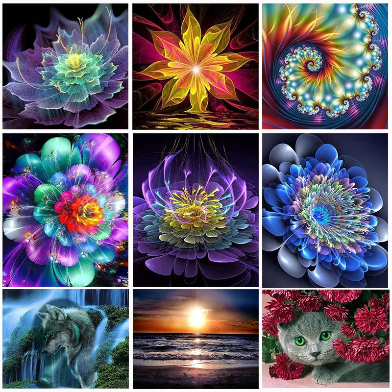 

Flowers colorful sunflower vase DIY Crystal full drill square 5D diamond painting 3D cross stitch kit mosaic round rhinestone