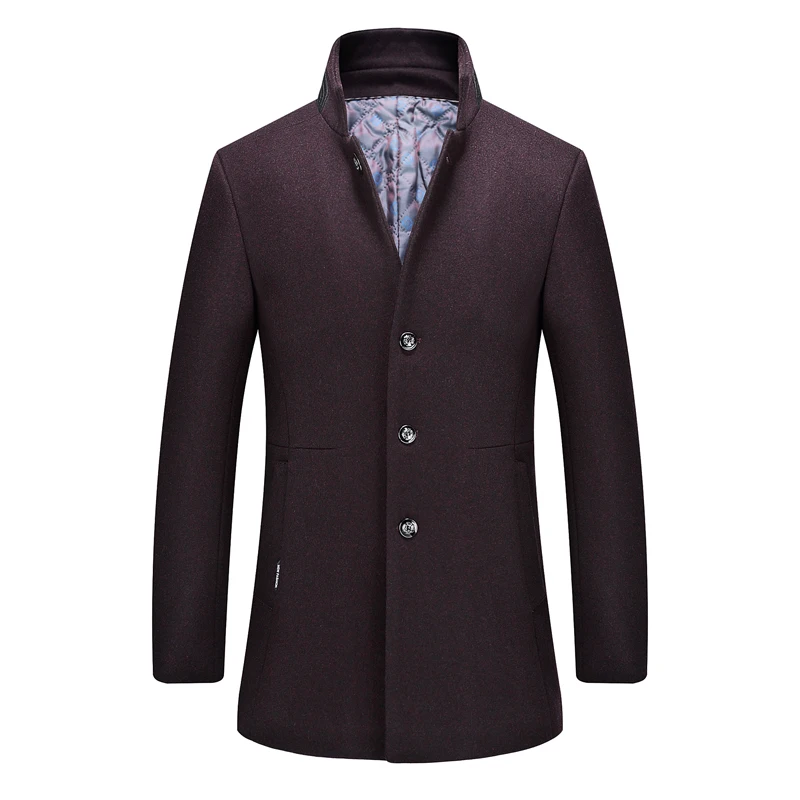 Wine Red ISurvivor мужские зимние осенние Tjick хлопковые шерстяные пальто смешанные Hombre мужские повседневные Модные приталенные куртки больших размеров - Цвет: Wine Red