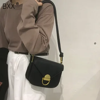 

[BXX] Solid Color PU Leather Crossbody Bags For Women 2020 Spring Fashion Shoulder Messenger Bag Female Handbags Purses HK745