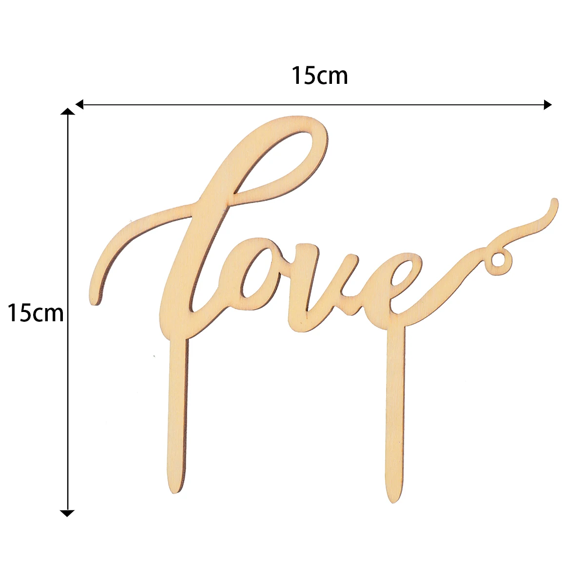 Wooden Wedding Cake Supplies English Letters Love Shaped Wedding Cakes Topper(Wood Colour