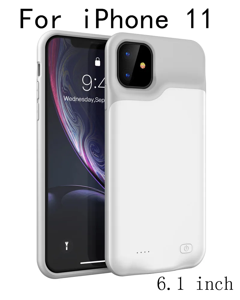Для iPhone 11 тонкий силиконовый ударопрочный аккумулятор зарядное устройство чехол для iPhone 11 Pro Max power Bank чехол внешний пакет зарядное устройство чехол - Цвет: i11-White