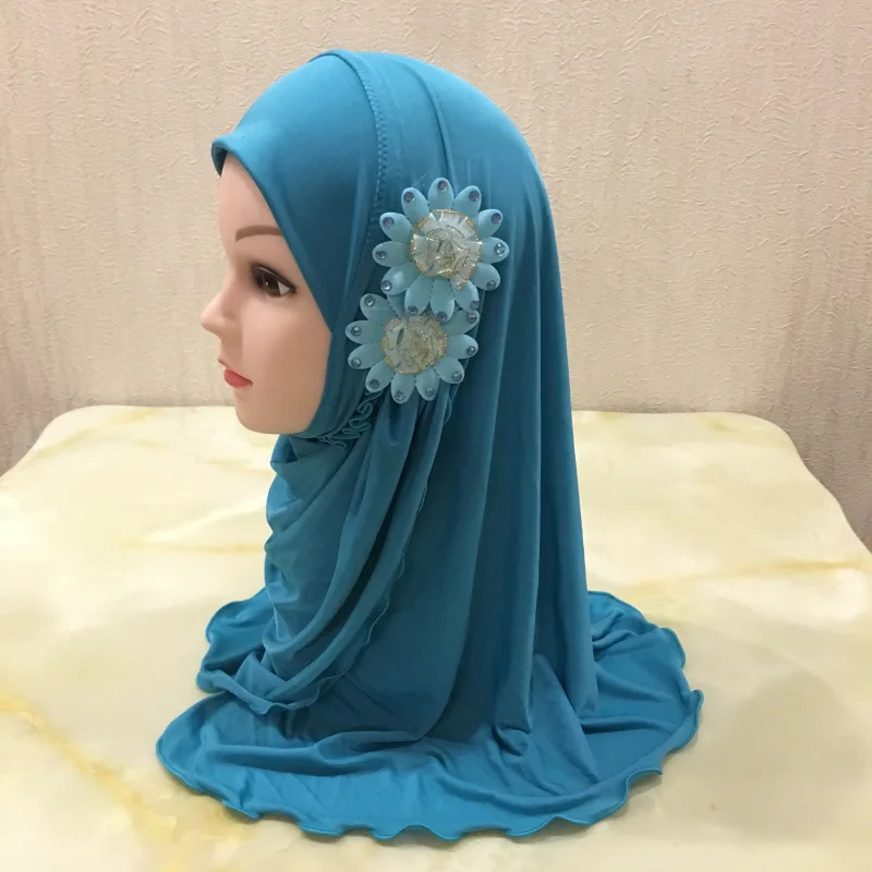 Подходит для девочек от 2 до 7 лет) красивый мусульманский хиджаб с двумя цветами 50*30 см - Цвет: 5