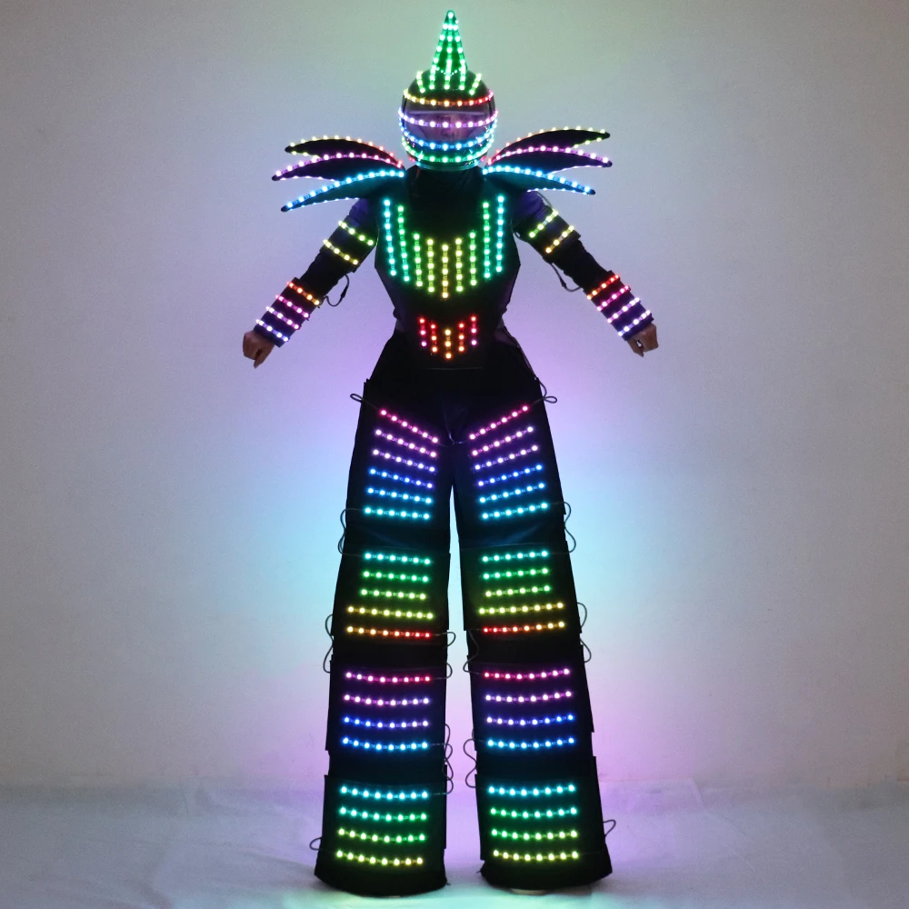 Entender al límite rodar Traje de Robot Pixel LED para andador, disfraz de David Guetta, ropa  luminosa de Color, guantes láser, pistola CO2, máquina de chorro| | -  AliExpress