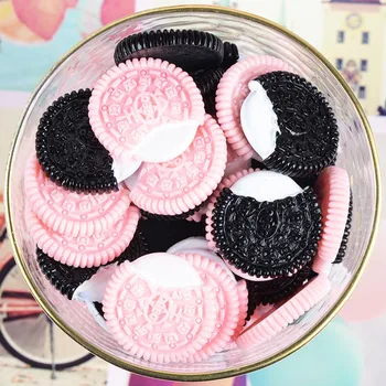 

10pcs Slime Charms Pink Oreo Cookies Resin Plasticine Slime Accessories Beads Making Supplies For DIY Scrapbooking Crafts Gift
