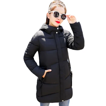

Casual Women Winter Jacket Hooded Cotton Padded Long Outwear Female Coat Long Parka Chaqueta Mujer Invierno