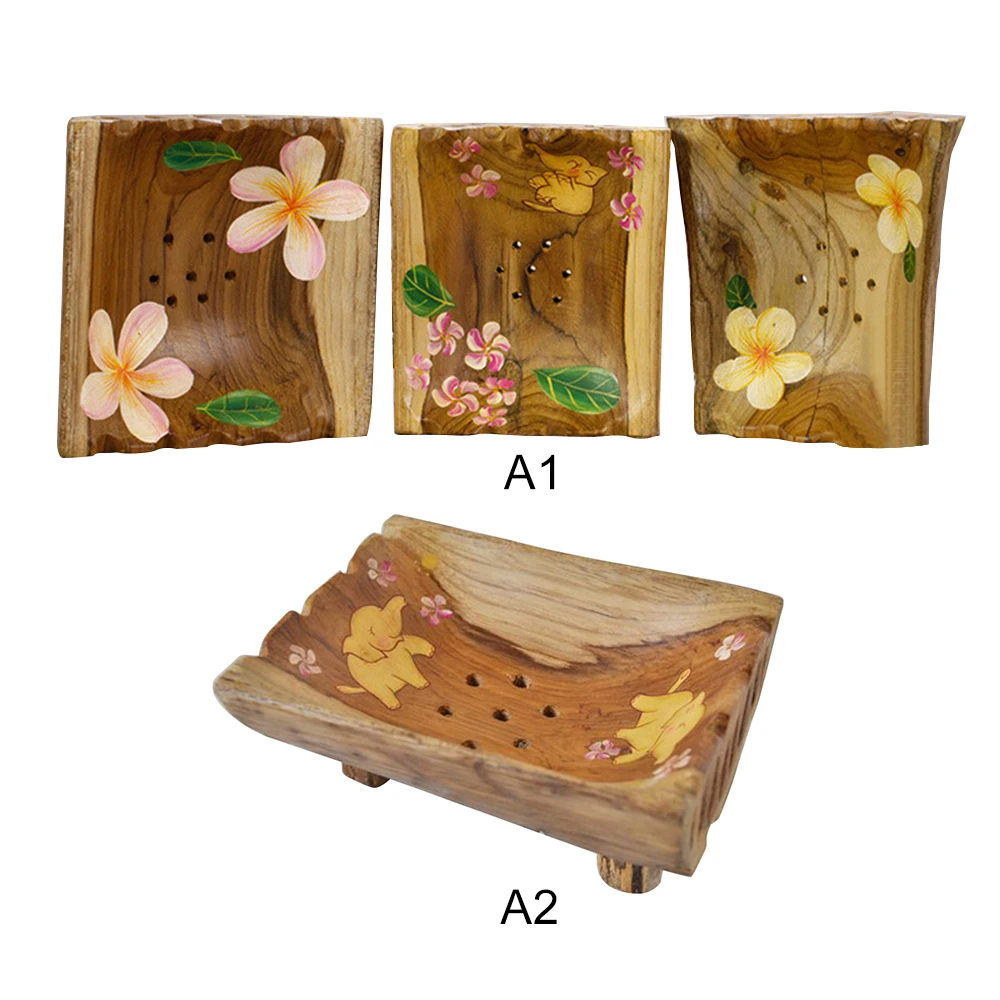 Natural Wooden Soap Case Home Bathroom Portable Dish Holder Sink Deck Bathtub Shower Box For Sponges Scrubber Decorative