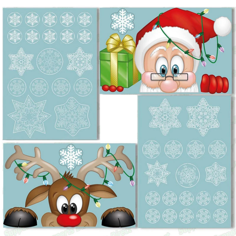 クリスマス窓しがみつく窓の壁のステッカーかわいいサンタクロース壁紙防水トナカイステッカーフェスティバルデカール壁紙 装飾フィルム Aliexpress