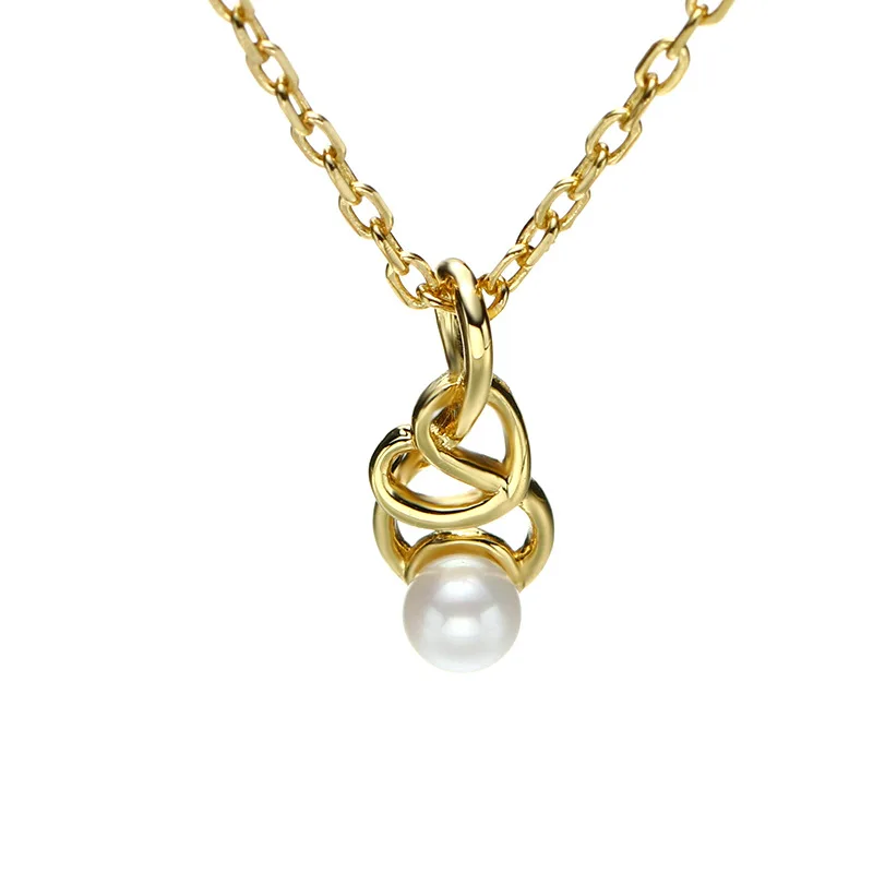 

925 Sterling Gold Plated Natural Pearl Simple Heart Shape Necklace Women's Japanese-style Light Luxury Jewelry Necklace