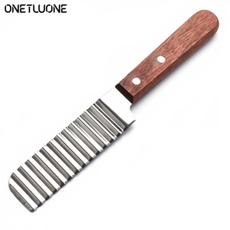 Stainless Steel Potato Chip Slicer Vegetable Fruit Dough Crinkle Wavy Slicer Knife French Fry Maker Potato Cutter Chopper
