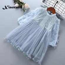 Платья для маленьких девочек; Детские бальные платья розового и синего цвета с сеткой для девочек; праздничное платье принцессы; детская одежда на осень и весну