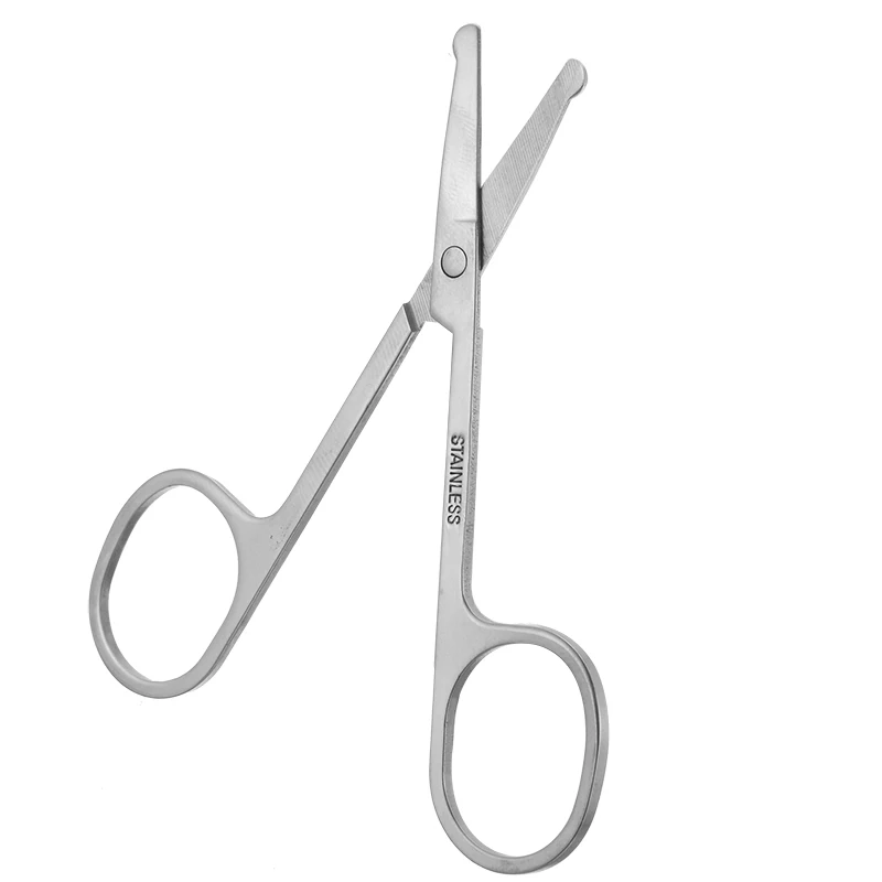 Mayitr 100% New 1pc 3.5" Stainless Steel  Mini Portable Curved Mustache Nose Ear Hair Remover Scissor Trimmer Safety Tips
