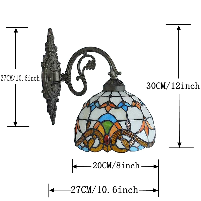 art deco wall lights 8 Inch American Baroque Glazed Wall Lamp Tiffany Style Living Room Backdrop Bedside Balcony Color Lighting Alloy Lamp Arm wall lights