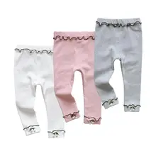 Длинные леггинсы для новорожденных от 0 до 24 месяцев модные хлопковые леггинсы осенние штаны для малышей тонкие леггинсы с оборками для девочек