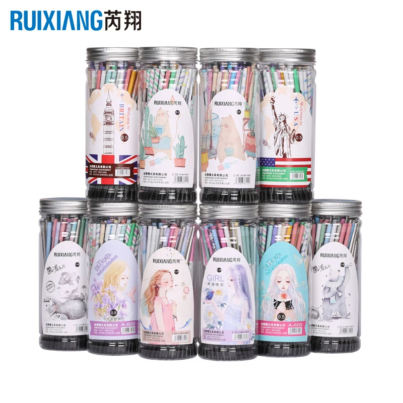 80 шт./банка сменные гелевые ручки Ruixiang 0 28/0 38/0 5 мм|gel pen refill|korean kawaiipen gel |
