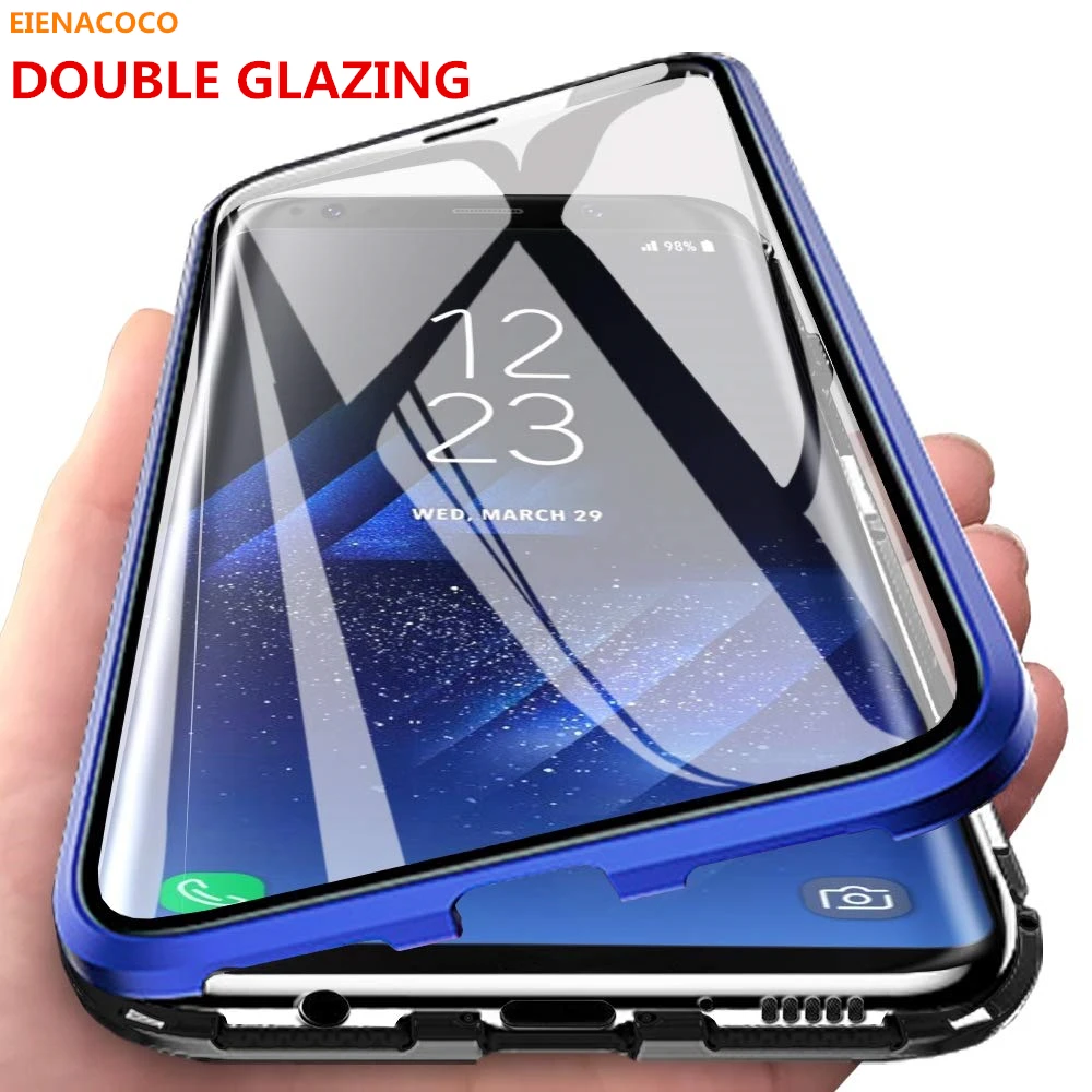 

Double Sided Tempered Glass Magnetic Absorption Metal Case for Samsung Galaxy A50 S8 S9 S10 Note 8 10 Plus Full Protection Case