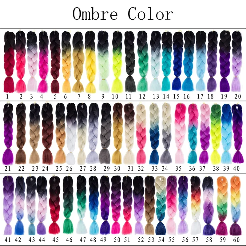 

Wholesale Long Kanekalon Jumbo Synthetic Braiding Hair Ombre Multiple Color 100g 24 Inch Jumbo Hair Braid SmartBraid