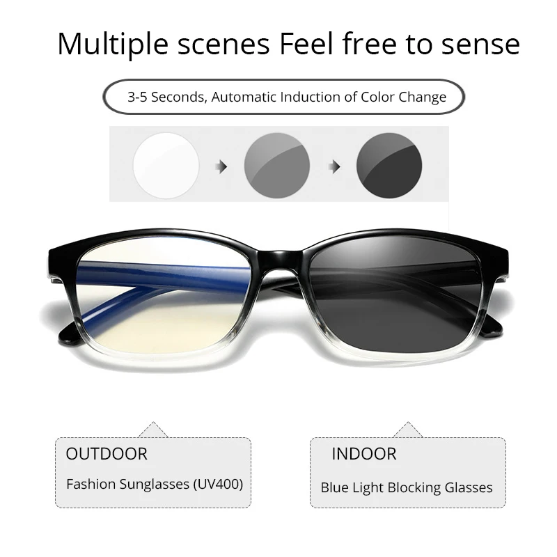 New Filter Computer Glasses For Blocking UV Anti Blue Light Eye Eyestrain Transition Photochromic Gaming Glasses Women Men UV400