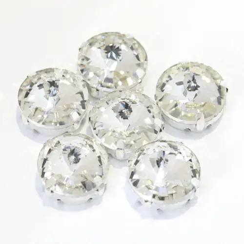 Crystal Круглый Rivoli много цветов пришить коготь стразы прозрачные стеклянные стразы круглые пришить стразы украшения для свадебного платья Y1770 - Цвет: Crystal