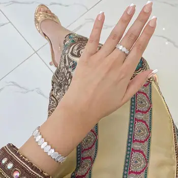 

Accking Luxury Bangle Ring Set Jewelry Sets For Women gold and white color cubic zirconia