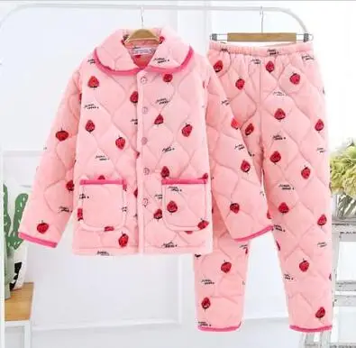 Middle-aged Pajamas Winter Warm Coat Suit Cotton Large Size  Multicolor Cotton Winter Pajamas Winter Home Service A923 silk pajamas for women Pajama Sets