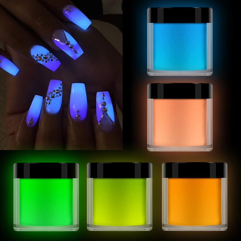 

Neon Phosphor Powder Fluorescent Nail Powder nail dipping powder Dust Luminous Pigment Nail Glitters Glow in the Dark RIKONKA