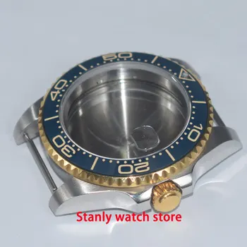 

Sapphire crystal 40mm stainless steel blue ceramic bezel gold plated watch case fit ETA 2836 Miyota 8215 821A automatic movement