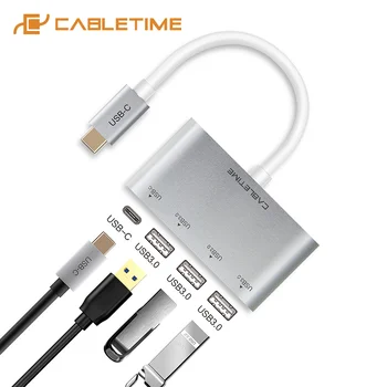 

Cabletime USB C hub Type C 3.1 to USB 3.0 Charge 3 port with PD Adapter 4 in 1 USB C Adapter For MacBook Laptop Windows C228