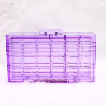 

2020 Transparent Purple Clear Bag Clutches Handmade In Dubai Mini Crushed Ice Lucite Grace Acrylic Evening Bag