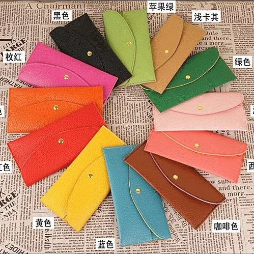 

Hot Sales Wallet Korean-style Style Advertisement Gift PVC Card Holder Snap Closure Solid Color Multi-color Polyurethane Card Ho