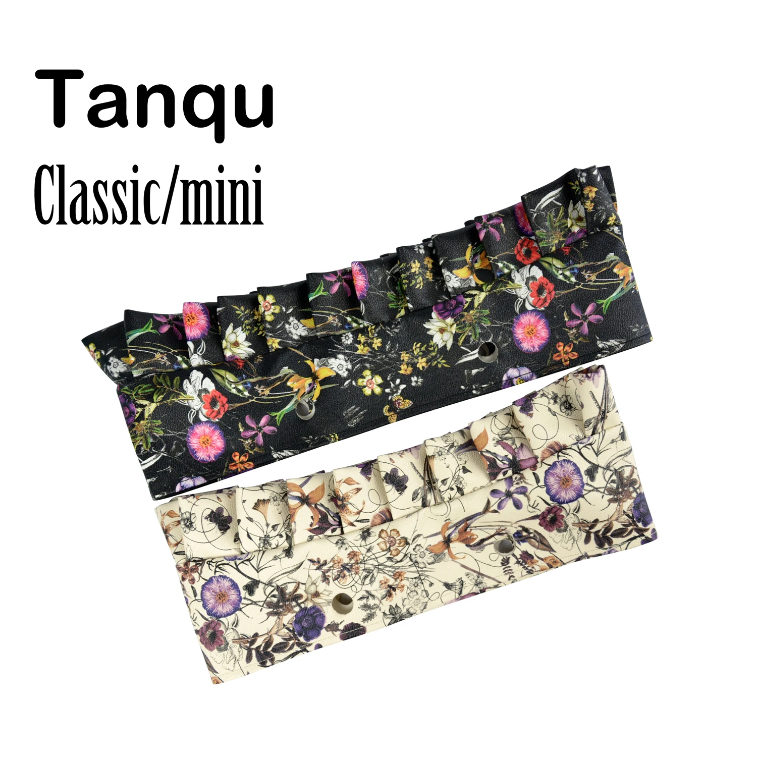 Tanqu Classic Mini Flounce Floral Leather Pu Trim Decorazione Con Piega Arricciata Per Accessorio Obag O Bag