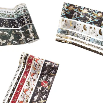 

5 Pcs/Set Gold Washi Tape Chinese Style Masking Tape DIY Craft Japanese Paper Stickers Scrapbooking