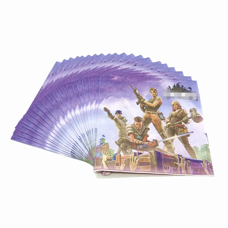 50Pcs/80pcs Disposable Plate Straws Print Multi-style Castle Game Eat Chicken Baby Shower Kid Birthday Napkin Decoration Supply