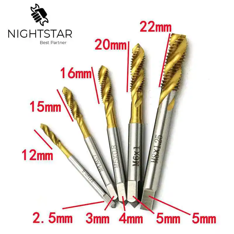Rustproof Handle Metric Compound Hand Screw Spiral Tap Taper Drill Bit Set 1PCSSteel Color Rustproof Handle Metric Compound Hand Screw Spiral Tap Taper Drill Bit Set 1PCSSteel Color