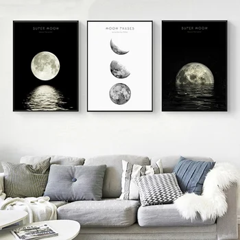 

Triptych Modern Abstract Creative Black And White Moon diamond Painting 3 pcs,full square round diamond embroidery FF1590