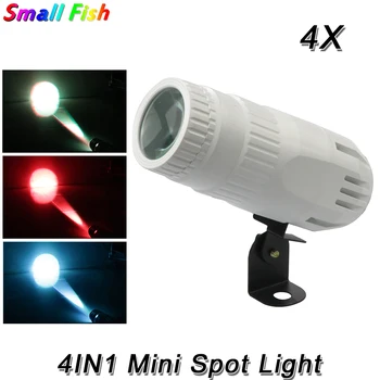 

4Pcs/Lot 15W Mini RGBW 4IN1 Spot Light With Remote Control Stage Effect Light Self-propelled Disco KTV Family Party Par Lights