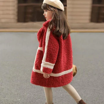 

5-14 Years Children Faux Fur Coat Baby Turn Down Collar Thicken Warm Jacket Girls Long Overcoat Winter Kids Girls Casual Outwear