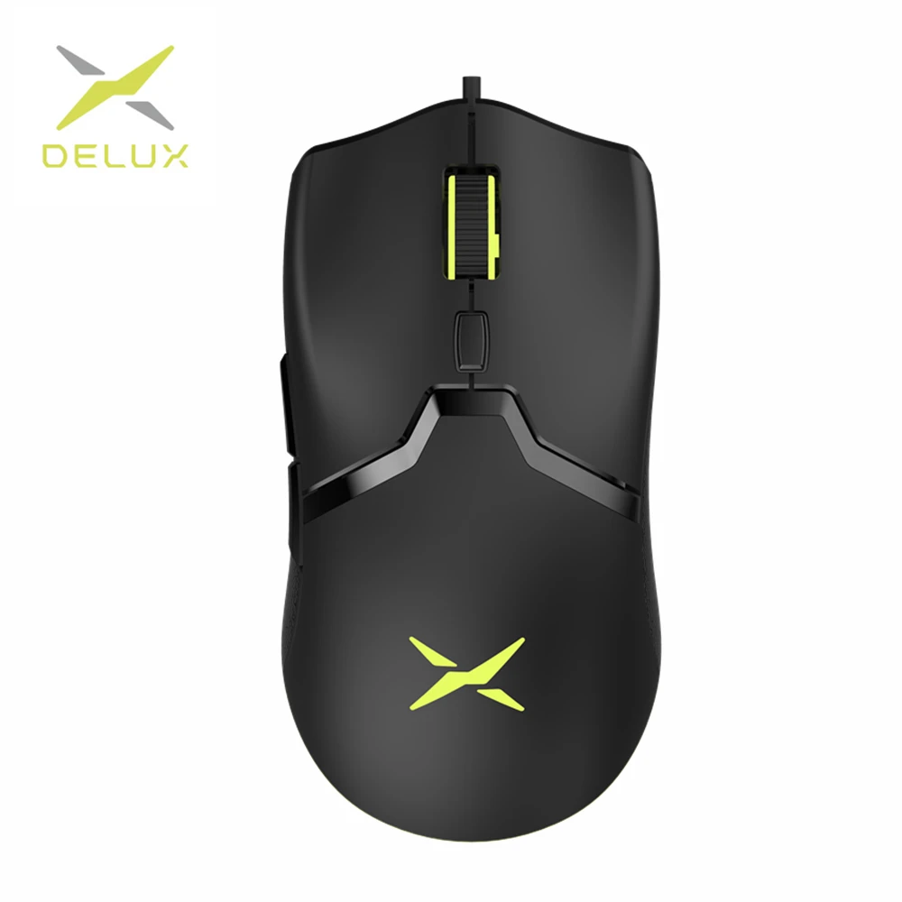 Delux-ratón para juegos por Cable M800 RGB, 12400-16000 DPI, 58g, ligero, ergonómico, 1000Hz, con Cable de cuerda suave para ordenador de Gamer