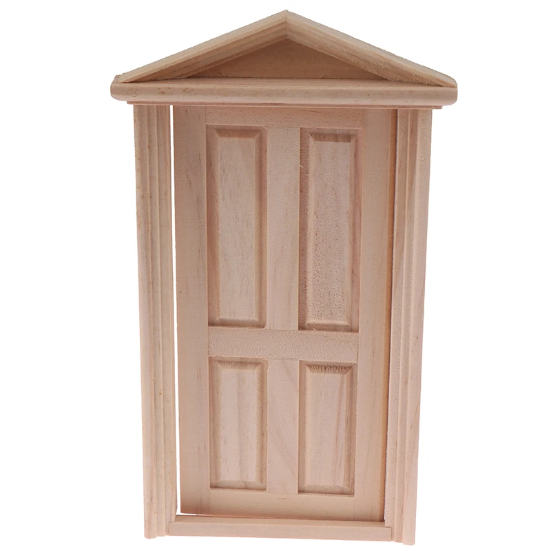 1pcs 1:12 Doll House door Furniture Simulation Miniatures DIY Wooden Spire Door Dollhouse Accessories Pretend Play Toy for kids | Игрушки и