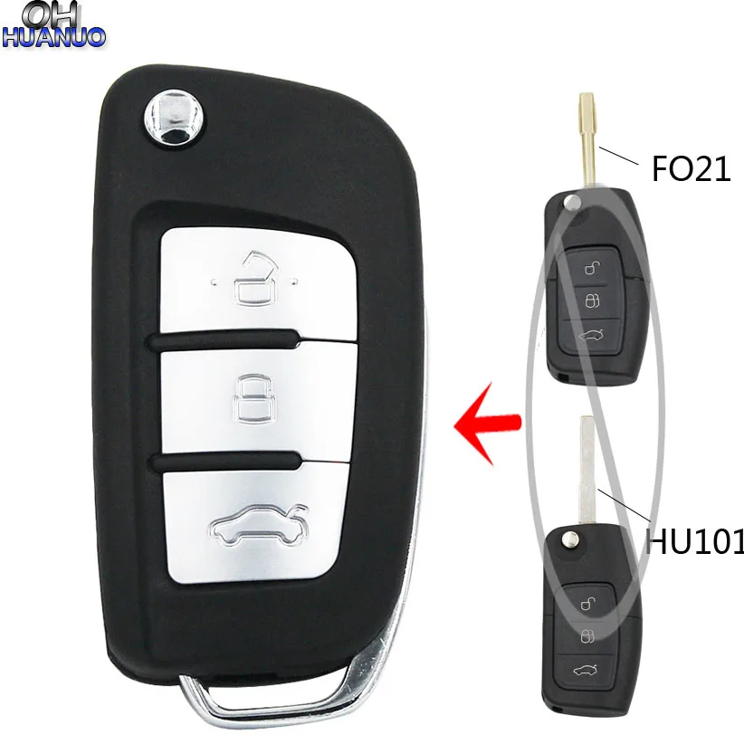 

New Replacement Shell 3 Button Refit Folding Remote Key case For Ford Mondeo Focus Fiesta C Max Ka Key Case FO21/HU101 Blade
