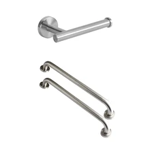Stainless Steel Punched Toilet Paper Holder With 2 Pack 16Inch Shower Grab Bar,Stainless Steel Bathroom Grab Bar Handle