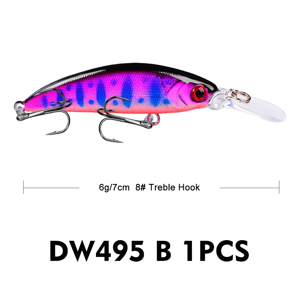 1Pcs Minnow Angeln Locken 70mm 6g Sinking Crankbait Harten Köder Wobbler Künstliche Hecht Karpfen Swimbait Pesca für Hecht Forelle – Detail 3