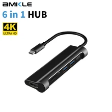 

Amkle USB C HUB USB C 3.1 to HDMI-compatible SD/TF Card Reader USB Type C Charging Port 2 USB 3.0 HUB Adapter for Android laptop