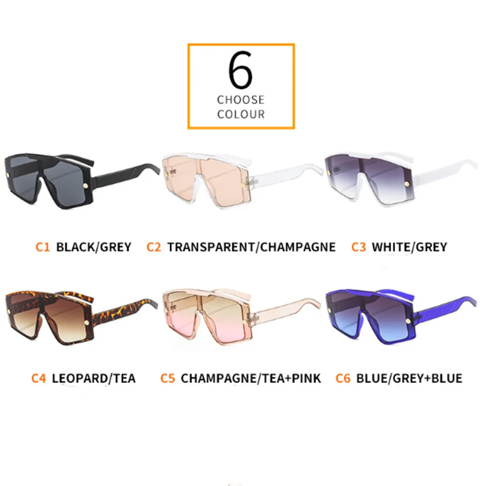 Fashion Female Square Sunglasses For Women Siamese Oversized Frame Vintage Shades Sun Glasses Luxury Brand Design Eyewear UV400