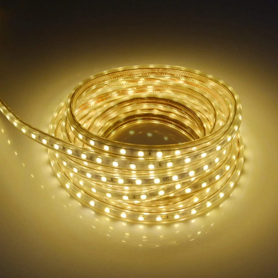СВЕТОДИОДНАЯ лента SMD 5050 220 В водонепроницаемая гибкая светодиодная Светильник