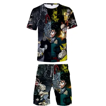 

2019 My hero academia two piece set tshirt and shorts Harajuku men My hero academia t shirt streetwear harajuku Short Sleeve