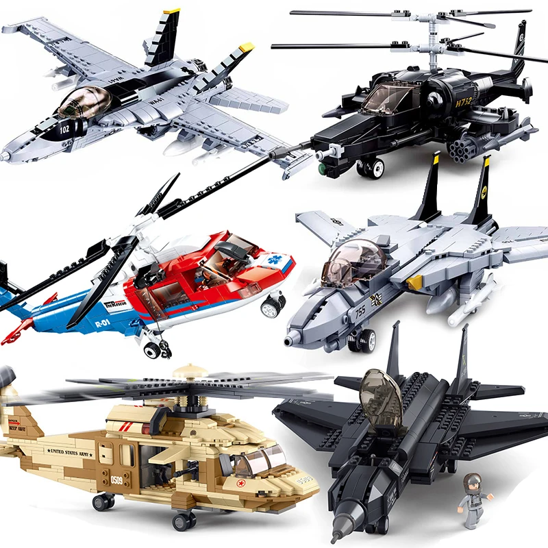 Military Army Rescue Team Helicopter Plane Compatible LEGO Building Blocks 