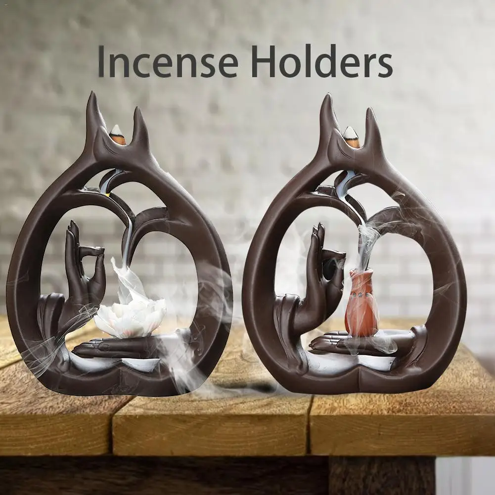 Backflow Incense Burner Large Handmade Ceramic Cone Sticks Holder Home Decor Creative Decoration | Дом и сад
