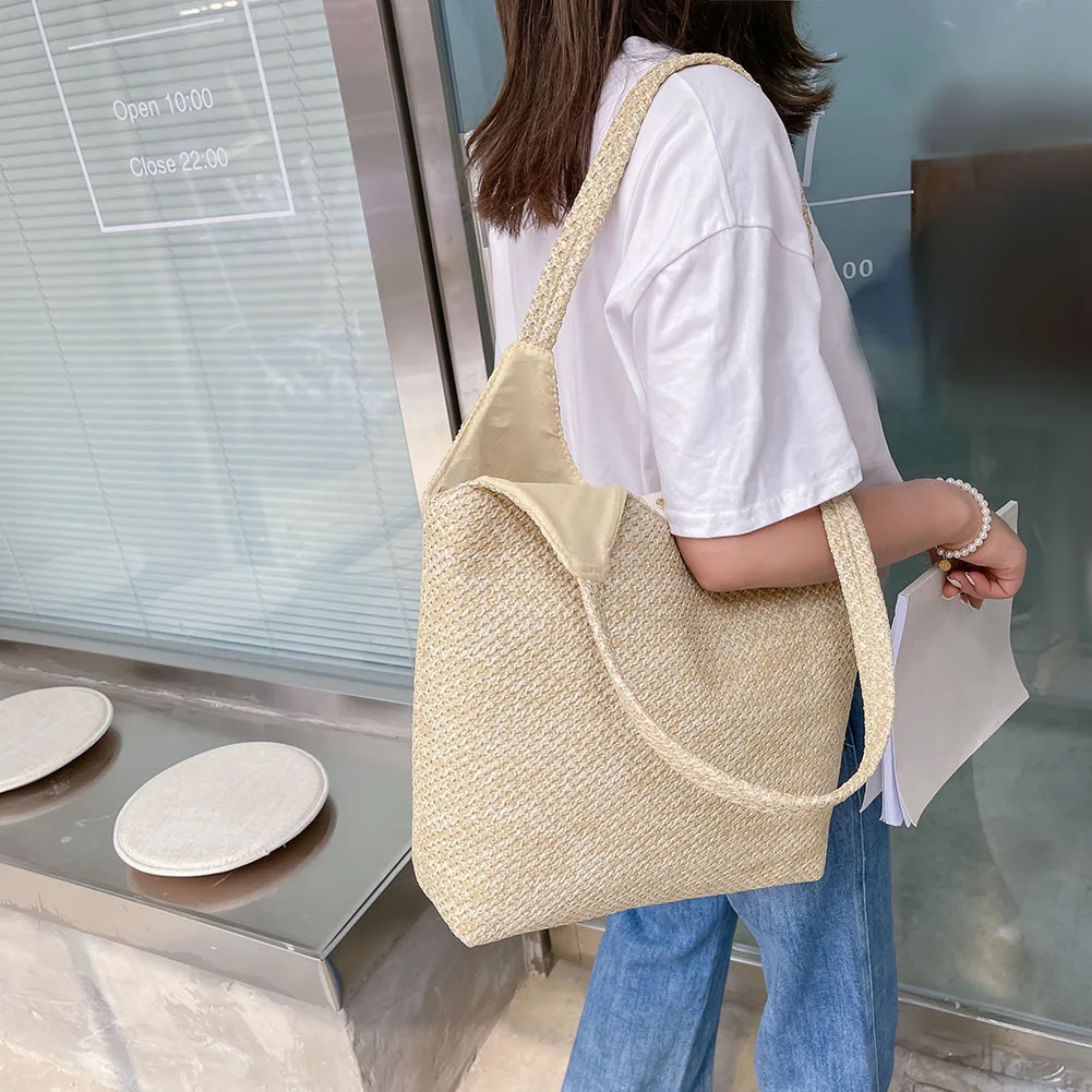 2021 Summer Straw Bags For Women Handmade Beach Bags Raffia Rattan Woven Handbags Female Vacation Large Capacity Tote Bags