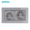 SRAN Wall 16A EU Standard Multi Way Power Socket Plug Grounded Electrical Socket with usb outlet strip 146*86 glass family hotel ► Photo 3/6